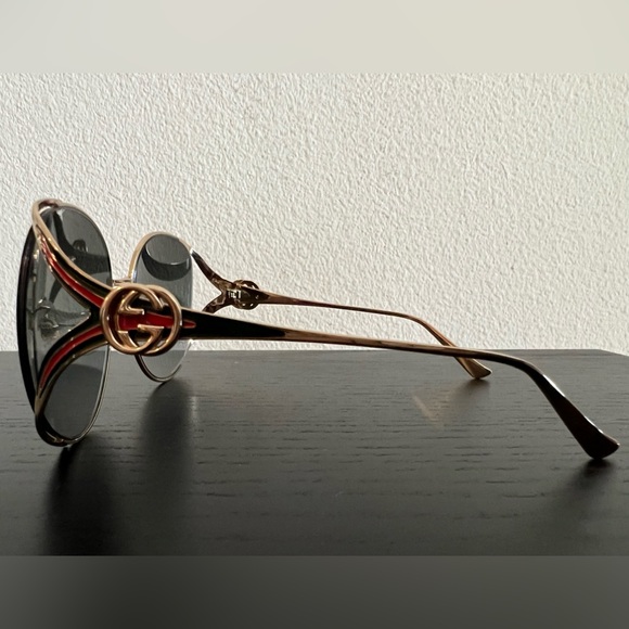 GUCCI GG 0225s 001 Oversized Round Gold Grey Sunglasses - Picture 5 of 11
